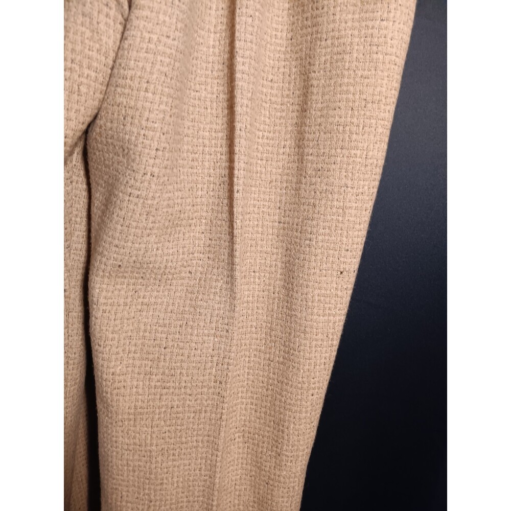 Pendleton Tan Wool Silk Suit Set Jacket 10 Pants 8 Leather Trim Classic Career - Picture 9 of 12